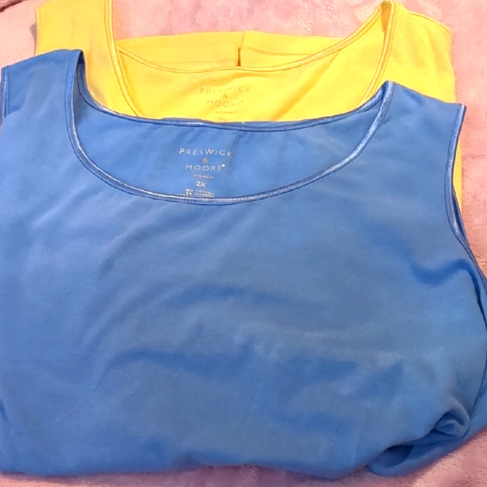 Preswick & Moore Yellow and Blue Sleeveless Tank Tops